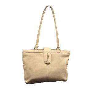 Vintage Contessa Beige Leather Tote Shoulder Bag Made In China